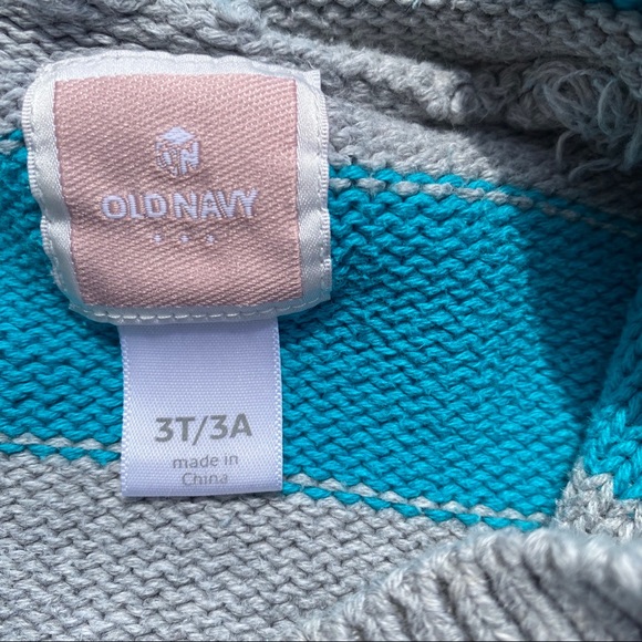 Old Navy Girls Grey/Teal Knitted Cable Hoodie 3T - Picture 4 of 15